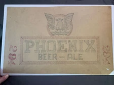 Vintage Original Perla Patch Artwork Phoenix Beer-Ale Buffalo NY Breweriana Sign