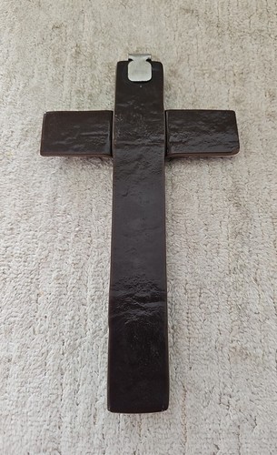 Fused Glass Cross "Jesus Loves You " Wall Hanging Handcrafted New - Imagen 2 de 5