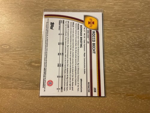 2024 Bowman University cromo fútbol americano Rocco Becht refractor #155 estado de Iowa - Imagen 2 de 2