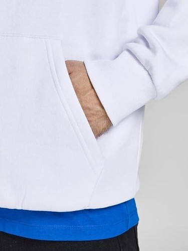 JACK & JONES Herren Sweatshirt mit Kaputze L Weiß NEU - Picture 4 of 7