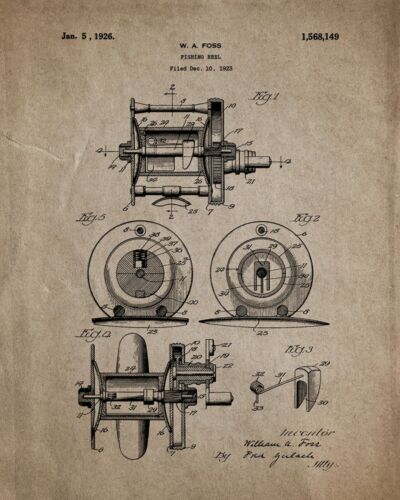 Wandbilder Wohndeko Vintage Patent Kunstdrucke Industrie Angeln 6 Drucke - Bild 4 von 7