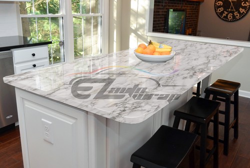 *Premium Gloss White Marble Granite Look Vinyl Contact Paper Home Kitchen #8186 - Picture 9 of 12