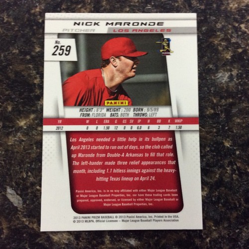 2013 Panini Prizm #259 Nick Marone Los Angeles Angels RC - Bild 2 von 2