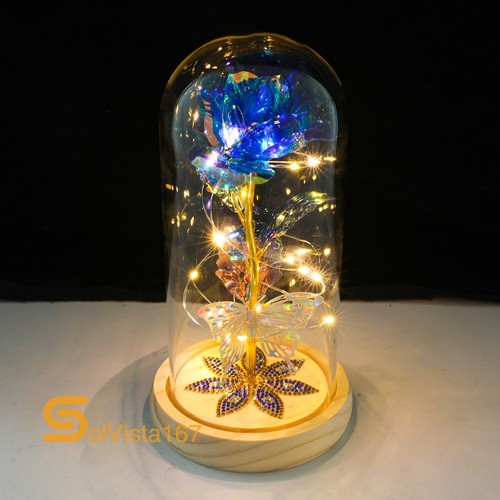Eternal Forever Romantic Rose Flower In Glass Dome LED Light Mother`s Day Gift - Picture 73 of 102