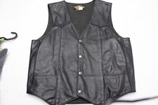 VINTAGE GENUINE MADE IN USA HARLEY DAVIDSON MEN'S MEDIUM LEATHER VEST YBC45 