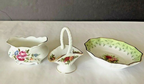 Lot 3 VTG "Old Country Roses" ROYAL ALBERT England Trinket Dish Flower Basket - Picture 2 of 11