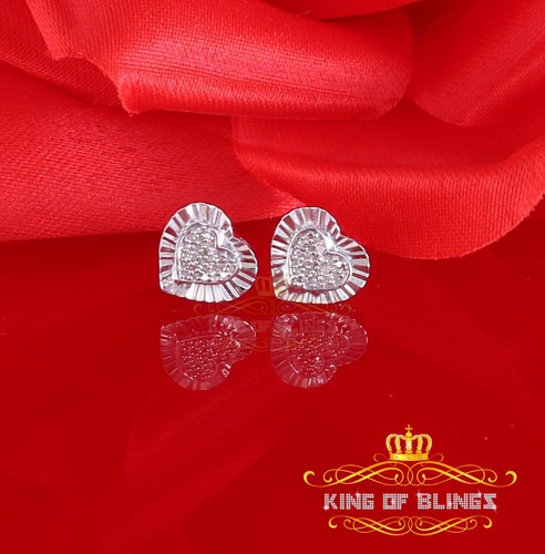 Aretes Para Hombre Corazón 925 Plata Blanca Diamante 0.15ct Para Mujer Aretes - Imagen 5 de 12