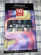 ARTEZA 10 Color Temporary Hair Chalk Combs Washable Hair Color Non Toxic