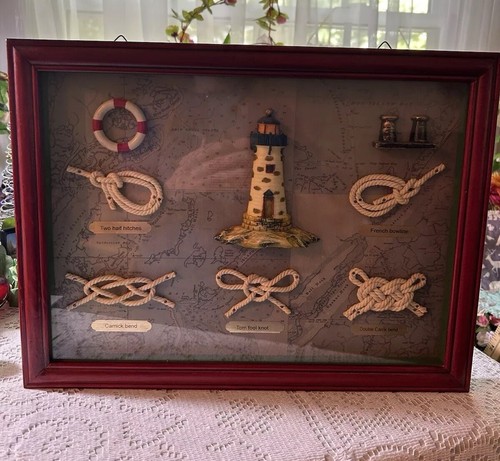 Knot Framed Nautical Wall Decor Measurements Are 12.5X 16.5 EUC - Picture 1 of 14