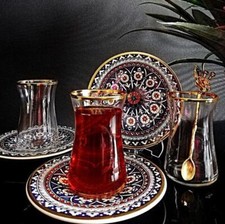 Patterned Tea Sets, Porcelain Plates and Cups,Capacity 165 cc. 5 1/4 ounces