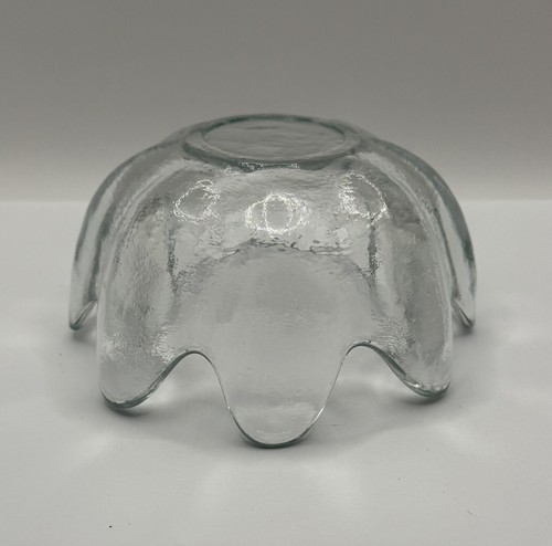 Vintage Blenko Art Glass Lotus Bowl | Frosted Clear 6143S | Glows Under UV Light - Picture 6 of 17