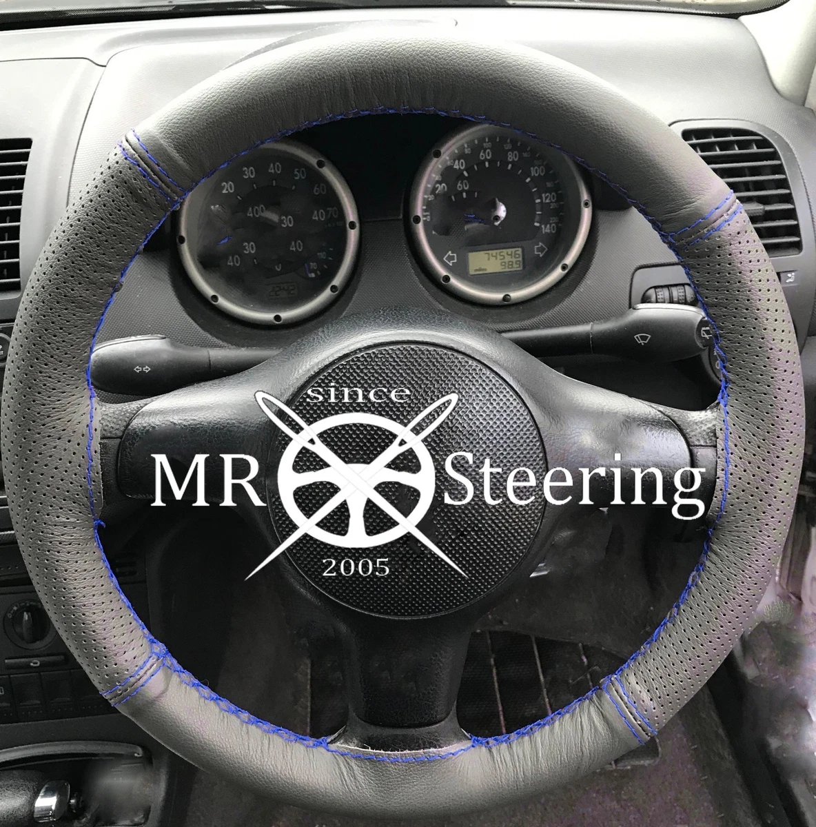 FOR PEUGEOT 308 GREY TWO TONE LEATHER STEERING WHEEL COVER 07