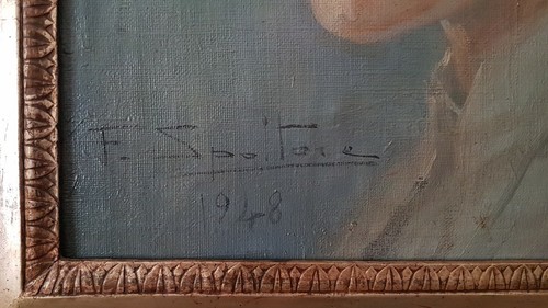 FEDERICO SPOLTORE - OLIO SU TELA- RITRATTO 1948 - Pezzo da Museo - Foto 3 di 6