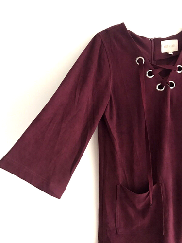 Mini túnica de terciopelo Anthropologie Moon River púrpura manga 3/4 talla M para mujer - Imagen 3 de 9