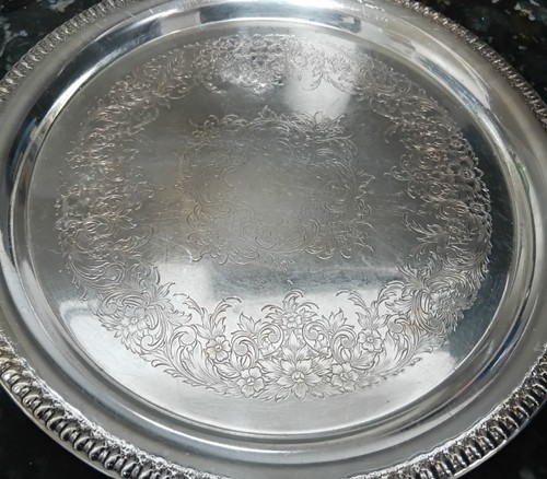 VINTAGE WILCOX INTERNATIONAL SILVER CO. BRANDON HALL SILVERPLATE SERVING TRAY - Picture 2 of 4