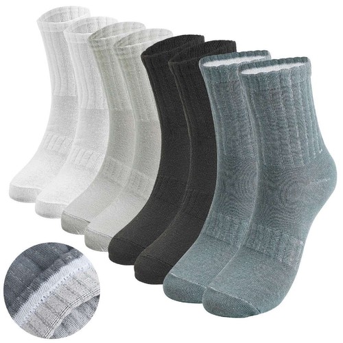 1~4 Pairs Mens Women Solid Sports Athletic Work Plain Crew Socks Size 5.5-11.5 - Picture 1 of 17