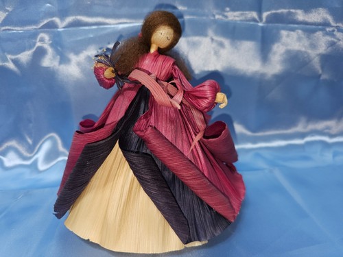 MUÑECA VINTAGE 1998 NAN'S CORN CÁSCARA 7,5" EN VESTIDO MORADO HERMOSO CABELLO Y FLORES - Imagen 6 de 15