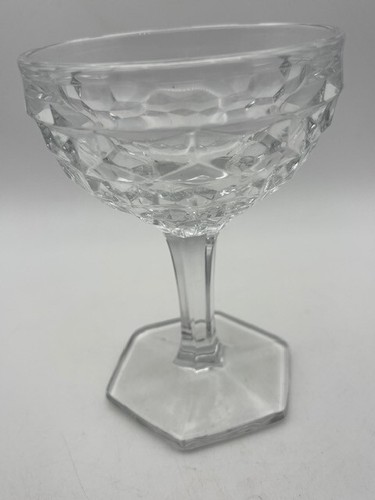 Fostoria American Clear Sherbet Glass base hexagonal vintage cupé champán 3,5" - Imagen 3 de 4