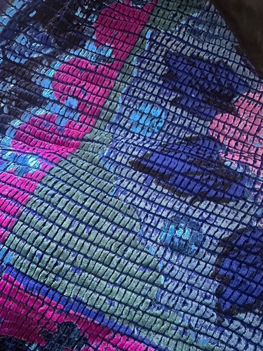 Galitzine 80's Vintage Blue Metallic Batwing Slinky Faux Chainmail Jumper - Picture 7 of 7