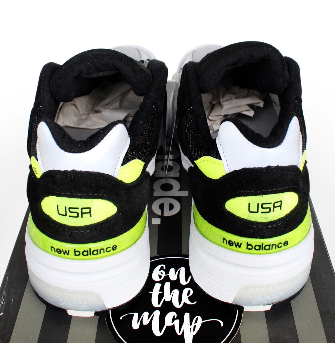 New Balance 992 Black Grey Volt Green Made In USA UK 5 8 9 New Balance 992 Black Grey Volt Green Made In USA UK 5 8 9