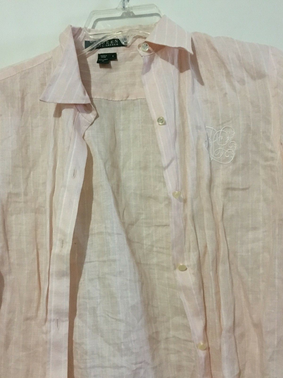 Ralph Lauren bluesh Pink Stripe 100% Linen Size S Shirt Top Blouse Women Stylish Ralph Lauren bluesh Pink Stripe 100% Linen Size S Shirt Top Blouse Women Stylish
