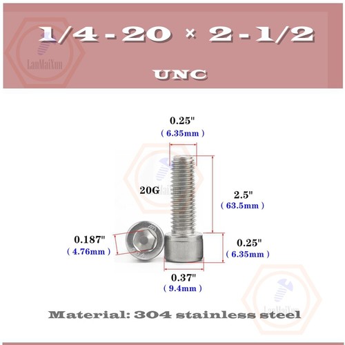 Tornillos Allen de acero inoxidable 1/8-40 5/32-32 1/4-20 1/4-28 - Imagen 16 de 31