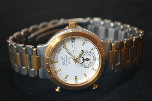 Seiko 6m25-7040 sq100 vintage crono alarma date month coleccionistas - Imagen 6 de 11