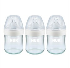 Baby Bottles Glass NUK Simply Natural 4 oz 3ct Breast And Bottle 0 m Slow Flow