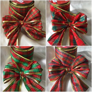 2 metres wired christmas ribbon tartan design with gold trim 2 metres wired christmas ribbon tartan design with gold trim