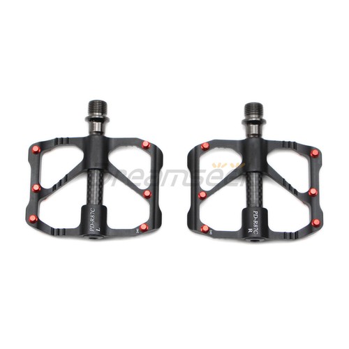 Non-Slip Bike Pedal 3 Bearing Lightweight Road Pedals Flat Carbon Fiber Axle R+L - Picture 2 of 12