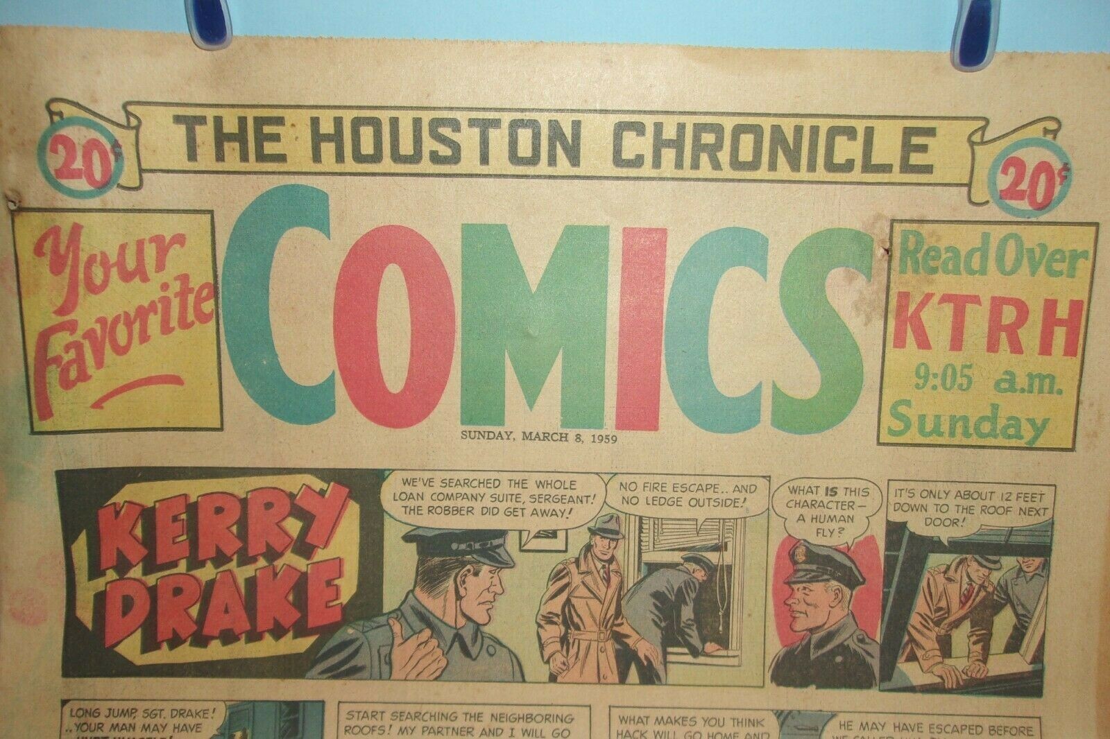 Houston Chronicle Comics  March 8, 1959 Color Good 6 sides K.Drake, Flash Gordon