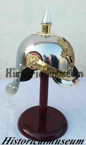 WW1 GERMAN FR PICKELHAUBE STEEL & BRASS HELMET PRUSSIAN MILITARY SPIKE HELMET - Picture 5 of 5