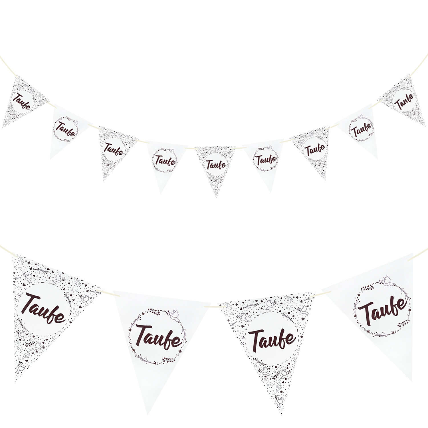 Girlande mit Schriftzug Taufe Weiß Braun als Hängedeko Taufe Deko Mädchen Jungen