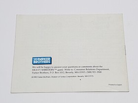 Heavy Shreddin' Authentic Original NES Nintendo Manual Only