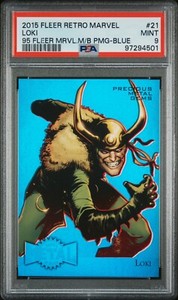 2015 MARVEL FLEER RETRO PRECIOUS METAL GEMS PMG BLUE /50 LOKI PSA 9 MINT POP 4