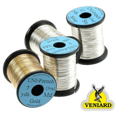 Fliegenbinden Uni-Französisch Oval Lametta Gold & Silber ALLE GRÖSSEN VERFÜGBAR VENIARD Draht