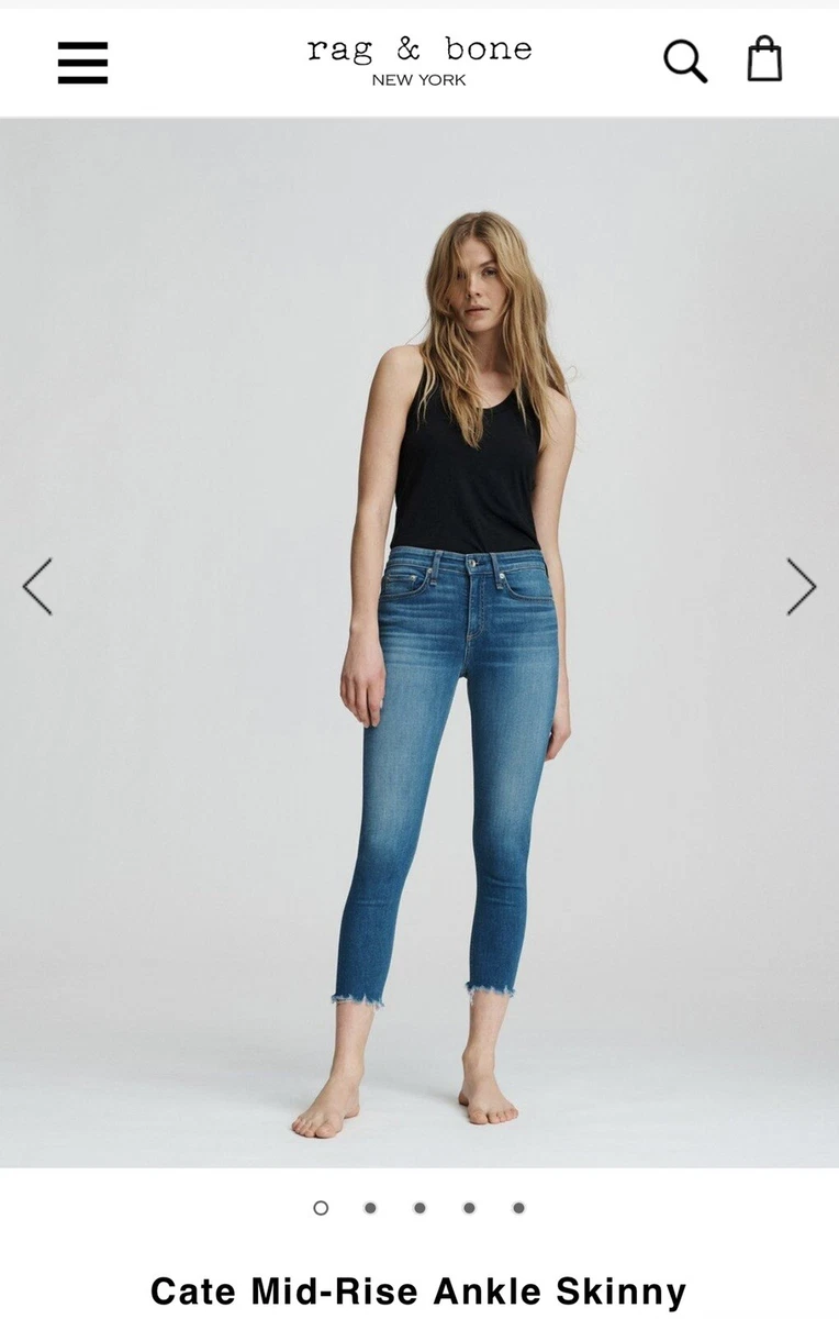 Rag Bone Womens Cate Mid Rise Ankle Skinny Jeans Denim Color Flint Size 25