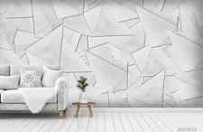 3D White Geometric Wallpaper Wall Mural Removable Self-adhesive Sticker 333--JN