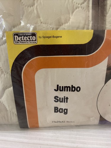 Vintage DETECTO Jumbo Suit Bag Organizer Vinyl Quilted Beige “15x20”x42” 🇺🇸 - Picture 3 of 8