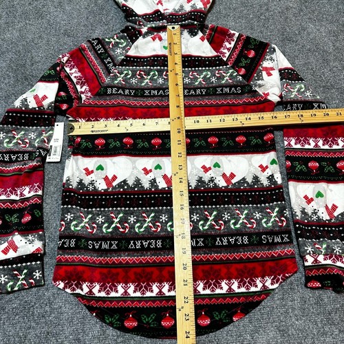 No Boundaries Hoodie Youth Kids Small Candy Cane Bear Sweatshirt Christmas - Picture 4 of 11