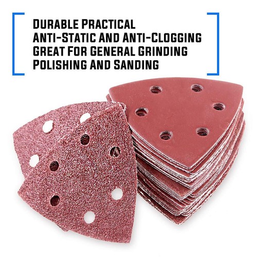 EETools 90mm Triangular Sandpaper Detail Sanding Pad Multi Tool 6 holes P40-P240 - Picture 5 of 11