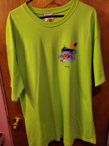 Pirana Joe T Shirt Adult XXL Green Roatan Ship Sun Palm Tree Island Belize - Picture 1 of 9