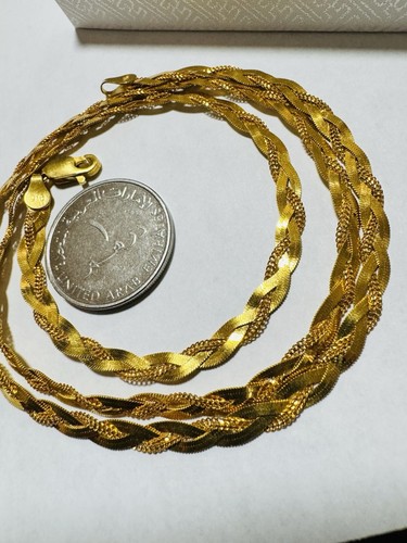 Solid 22Kt 22C 916 Fine Real Gold 22” Long Braided Chain Necklace 14.6g 4.5mm - Picture 4 of 24