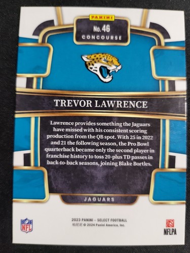 Tarjeta Select Trevor Lawrence 2023 #46 Jaguars - Imagen 2 de 2
