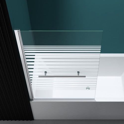 Bath Shower Screen Glass Bathroom 180° Folding Pivot Single Panel & Towel Rail - Picture 8 of 29