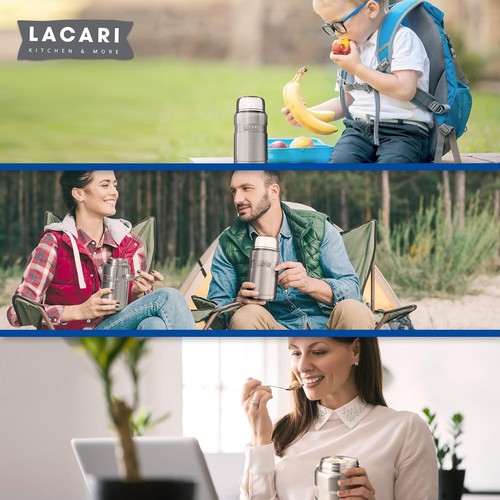 Thermobehälter 700ml Thermo Müsli Silber Lacari Becher to go warm&kalt Edelstahl - Bild 7 von 7