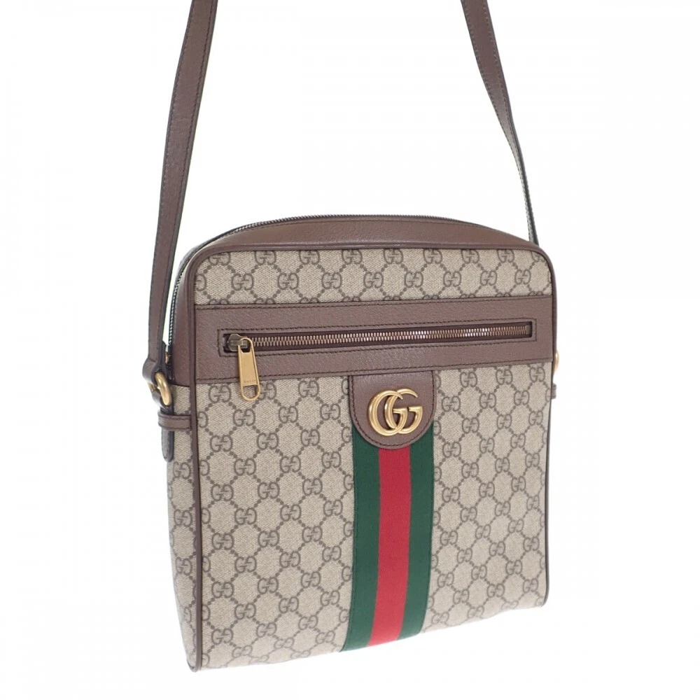GUCCI Borsa a tracolla marrone PVC rivestito tela pelle donna