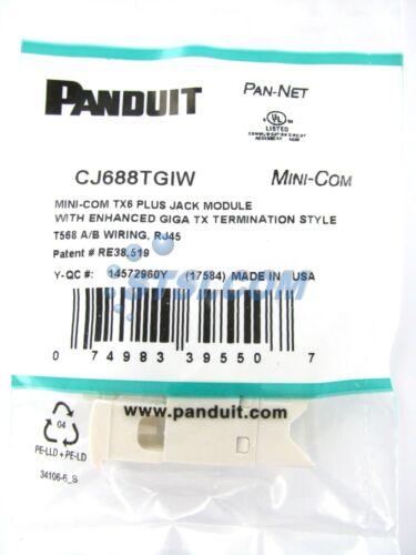 (SCATOLA DA 50) Panduit CJ688TGIW Cat6 Modulo Jack Mini-Com, Bianco sporco GENIUNE ~STSI - Foto 3 di 4