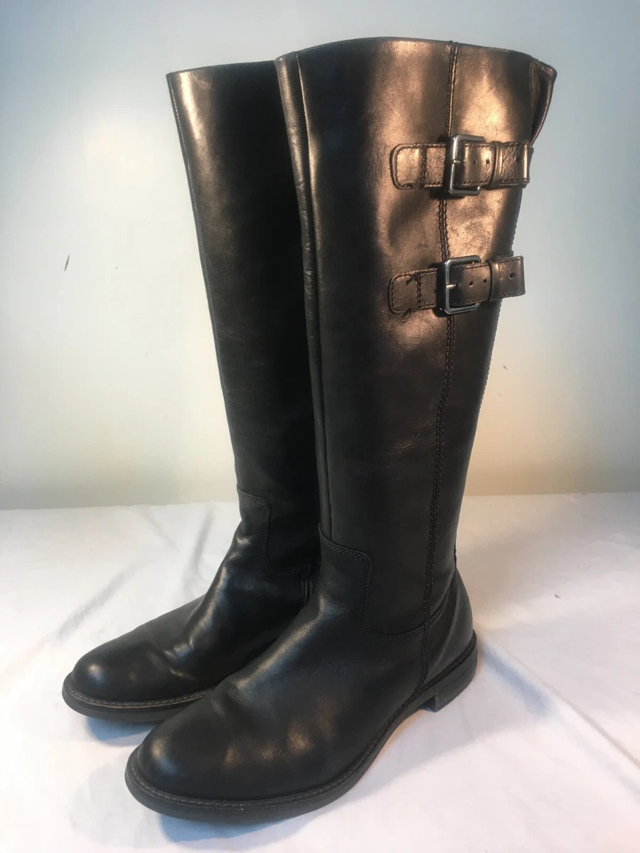 Ecco Shape 25 Tall Riding Boots Women&#039;s Black Leather Knee - EU 40 (9-9.5) | eBay