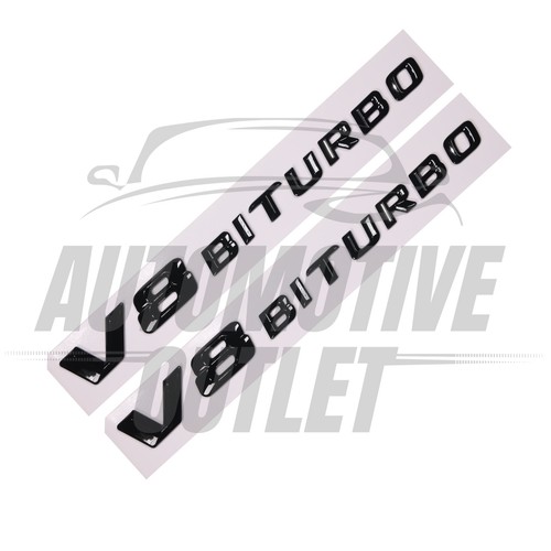 2 PIEZAS EMBLEMA DE MALETERO BOTA CON LETRAS V8 BITURBO PARA MERCEDES BENZ, NEGRO BRILLANTE - Imagen 2 de 3